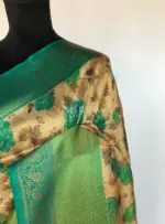 Offwhite Banarasi Silk Saree with Floral Prints and Antique Zari Weaves - Image 4