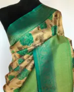 Offwhite Banarasi Silk Saree with Floral Prints and Antique Zari Weaves - Image 3