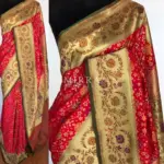 Scarlet Red Banarasi Silk Saree adorned with Beautiful Patola Weaves