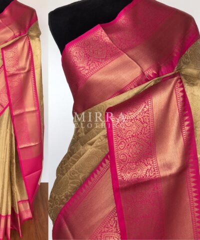 Gold Kora Silk Saree with Gold Zari Weaves
