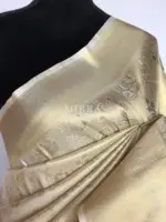 Off white Banarasi Silk Saree with Gold Zari Weaves - Image 5
