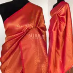 Dark Peach Banarasi Silk Saree with Gold Zari Weaves - Image 2