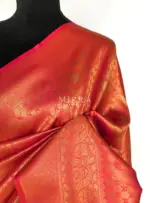 Dark Peach Banarasi Silk Saree with Gold Zari Weaves - Image 6