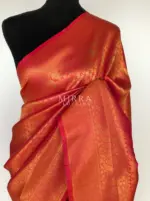 Dark Peach Banarasi Silk Saree with Gold Zari Weaves - Image 3