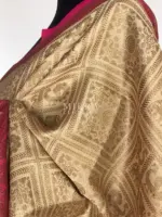 Cream Kora Silk Saree with Gold Zari Weaves - Image 6