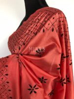 Peach Hand Embroidered Semi Silk Saree - Image 5