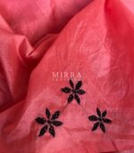 Peach Hand Embroidered Semi Silk Saree - Image 7