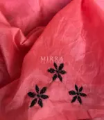Peach Hand Embroidered Semi Silk Saree - Image 7