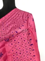 Pink Hand Embroidered Semi Silk Saree - Image 5