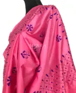 Pink Hand Embroidered Semi Silk Saree - Image 6