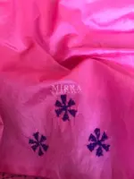 Pink Hand Embroidered Semi Silk Saree - Image 7
