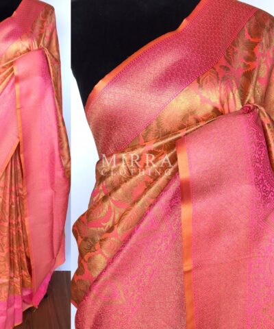 Light Peach Banarasi Silk Saree with Zari weaves