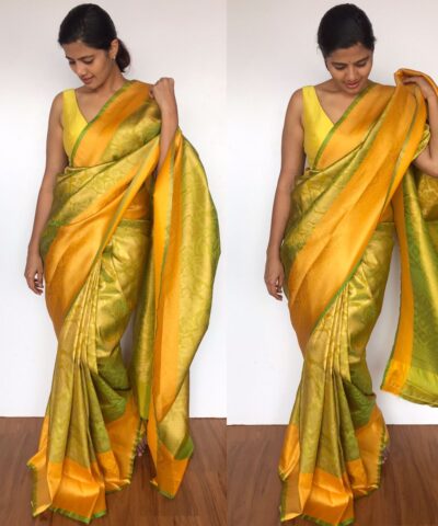 Green Banarasi Silk Saree with Antique Zari Weaves