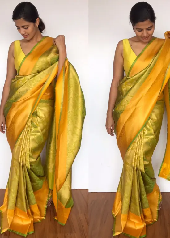 Green Banarasi Silk Saree with Antique Zari Weaves