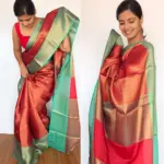 Red Kora Silk Saree with Gold Zari Weaves - Image 3