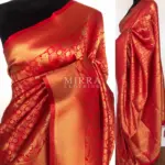 Red Banarasi Silk Saree with Gold Zari Weaves - Image 2
