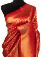 Red Banarasi Silk Saree with Gold Zari Weaves - Image 3