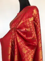 Red Banarasi Silk Saree with Gold Zari Weaves - Image 5