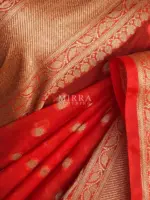 Orange Banarasi Silk Saree in Semi Georgette with Antique Silver Zari Weaves - Image 6