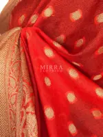 Orange Banarasi Silk Saree in Semi Georgette with Antique Silver Zari Weaves - Image 8
