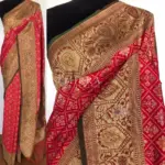 Red Katan Silk Saree with Antique Gold Zari and Meenakari Weaves