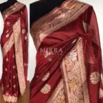 Maroon Cotton Silk Saree with Antique Gold and Silver Zari Weaves