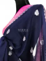 Navy Blue Banarasi Silk Saree in Pure Khaddi Chiffon - Image 6
