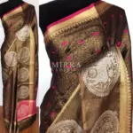 Metallic Brown Kora Silk Saree with Antique Gold Zari Weaves