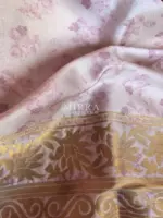 Baby Blue Banarasi Silk Saree with Floral Prints and Gold Zari Buttas - Image 8