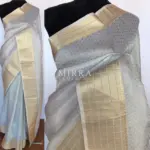 Ice Blue Banarasi Silk Saree with Gold Zari Weaves