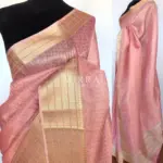 Baby Pink Banarasi Silk Saree with Gold Zari Weaves - Image 2