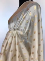 White Banarasi Silk Saree with Gold Zari Weaves - Image 7