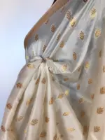 White Banarasi Silk Saree with Gold Zari Weaves - Image 8