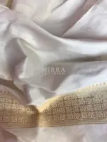 White Banarasi Silk Saree with Gold Zari Weaves - Image 9