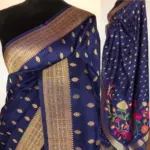 Navyblue Banarasi Silk Saree with Gold Zari Weaves - Image 2