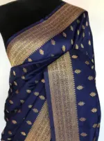 Navyblue Banarasi Silk Saree with Gold Zari Weaves - Image 3