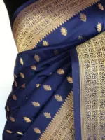 Navyblue Banarasi Silk Saree with Gold Zari Weaves - Image 4
