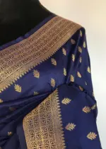 Navyblue Banarasi Silk Saree with Gold Zari Weaves - Image 5