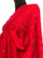Red Georgette Saree with Lucknowi Thread Work - Image 7