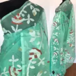 Mint Muslin Silk Jamdani Saree - Image 2