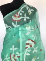 Mint Muslin Silk Jamdani Saree - Image 3