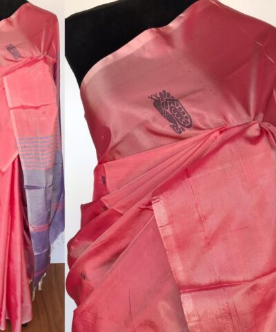 Light Pink Chinnalapattu Silk Saree with Handwoven Buttas