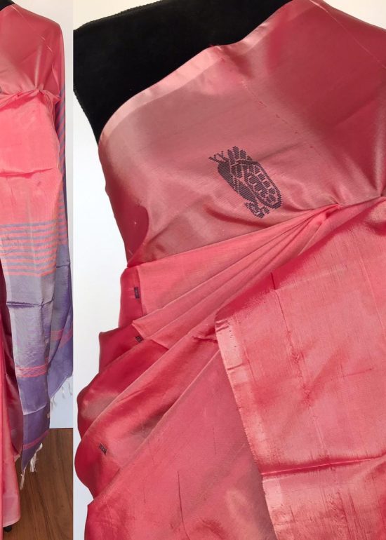 Light Pink Chinnalapattu Silk Saree with Handwoven Buttas