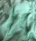 Mint Green Georgette Saree with Lucknowi Thread Work - Image 6