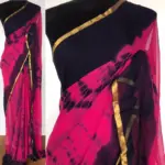 Pink Shibori Chiffon Saree