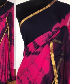 Pink Shibori Chiffon Saree