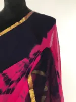 Pink Shibori Chiffon Saree - Image 5