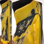 Grey Block Printed Chiffon Saree