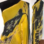 Grey Block Printed Chiffon Saree - Image 2