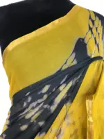 Grey Block Printed Chiffon Saree - Image 5